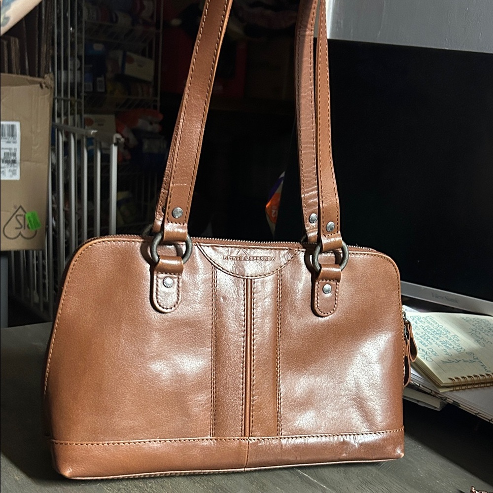 Spikes & Sparrow East‎ West Satchel Genuine Leather Brandy Color